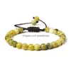 Bracciale in cristallo di guarigione con pietre naturali da 6 mm con perline Donna Uomo Fatto a mano con pietre preziose tonde Braccialetti regolabili con perline Gioielli Drop De Dhcjz