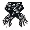 Écharpe gothique crâne hiver tricoté Pashmina châle noir acrylique Echarpe Harajuku squelette enveloppement avec franges pour femmes hommes