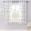 Cortina LISMO Moderno Bordado Tule Curto Sheer Cortinas para Sala de estar Cozinha Meia Janela Voile Quarto Cortinas Decoração de Casa 230919