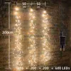 LED Strings Party 3 Branch Vine String Light With Remote 3X200 LED Outdoor Waterfall Light Christmas Vine Branch Garland Light For Garden Decor HKD230919
