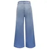 Jeans da donna Pantaloni svasati alla moda da donna in denim 2023 Pantaloni streetwear a gamba larga sbiancati lavati blu lunghi