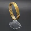 21cm 1 5cm 24K Gold Plated Hiphop Watchband President Strap Crown Adjustable Bracelet Stainless Steel Large Solid Heavy Bracelet B292V