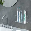 Toothbrush Holders Wall Mounted Electric Toothbrush Holder 4 Slots Acrylic Toothpast Cleanser Storage Stand Holder Hanging Shelf Rack Bathr 230918