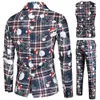 Ternos masculinos Blazers Papai Noel Imprimir Natal 3 peças Blazer Colete Calças Moda One Breasted Slim Mens Listrado Terno Conjunto Terno Masculino M 4XL 230919