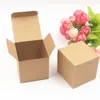 Cadeau cadeau 20pcs kraft papier boîte de bonbons forme carrée faveur de mariage sac d'emballage avec ficelle de jute chic