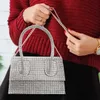 Sacos de noite Moda Bling PU Couro Top Handle Bag Mulheres Diamante Festa de Casamento Messenger Bolsa Crossbody Chain 230918