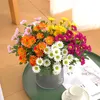 Kwiaty dekoracyjne 35 cm 7 widelca sztuczny bukiet słoneczniki stokrotka domowe dekoracja chryzantem świeże jedwabne fałszywe rośliny