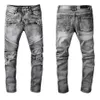 Jeans da uomo di lusso firmati Pantaloni di jeans a gamba slim grigi dal design lavato di marca Abbigliamento da club di moda Maschile Hip Hop Skinny Bike Bike193h
