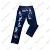 Męskie dżinsy Anime Męskie spodnie Trend Y2K Street Clothing Blue Printed Diness Loose Relaks Hip Hop Ubranie Przystojne ubranie Dent T230919