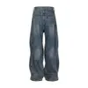 Модные брендовые постиранные синие витые волнистые полосатые прямые брюки свободного покроя Jeanskq7z
