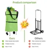 Shopping Bags 2 in 1 Foldable Cart Large TwoStage Zipper Trolley Bag Grocery with Wheels for Adults 230918