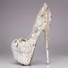 Hoge kwaliteit luxe elegante kristallen en parels trouwjurk bruids schoenen kristal diamant lage hakken vrouw dame jurk sh241k