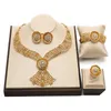 Ensemble collier et boucles d'oreilles, bijoux arabes marocains pour femmes, qualité de mariage, dubaï, plaqué or 18 carats, Bracelet, bague
