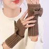 Winter Bow knot Fingerless Gloves Fashion Gloves Cuff Knitted Warm Half Women Stretch Fingerless Mittens