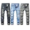 Мужские джинсы дизайнерские настоящие дырявые эластичные эластичные джинсы в стиле хип-хоп Jean Homme Masculino Design Slim For Male Pants Джинсовые джинсы b217A