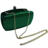 Evening Bags Elegant Hard Box Clutch Silk Satin Dark Green for Matching Shoes and Womens Wedding Prom Party 230918