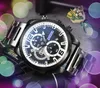 Crime Premium Mens Full Functional Watch Cronômetro Japão Quartz Movement Time Clock 8 Shape Design Dial Banda de aço inoxidável Big Casual Business Relógios Lumious