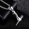Naszyjniki wiszące stal nierdzewna moda hip -hop hip hop mikrofon Naszyjnik uliczny taniec dar biżuterii dla niego