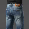 Männer Jeans Designer 2023 Herbst/Winter Dicke Elastische Slim Fit Kleine Gerade Hülse High-end Jugend Vielseitig Hosen NP19