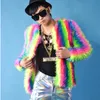 Skórzana męska sztuczna futra cztery sezony futrzany płaszcz Man's Highend Men Rainbow Jackets Kolor piosenkarka luźne włosy Modna moda Cool 230919