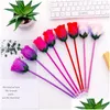 Canetas esferográficas atacado rosa caneta criativa decoração de flor artificial beautif escritório escola papelaria escrita personalizada para vale dhhpt