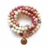 108 Mala Rhodonite équilibre Bracelet Rhodonite nouveau Design Bracelet de Yoga pour femmes guérison cadeau spirituel ite Bracelets Y200730288f