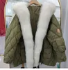 Manteau en duvet de canard blanc avec grand col en fourrure de renard naturel pour femme, parkas palazzo amples SM