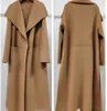 Австралийское шерстяное пальто со свободными лацканами, двухстороннее силуэтное шерстяное пальто в клетку с разрезом для женщин
