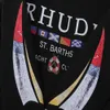 디자이너 패션 의류 남자 스웨트 셔츠 Rhude American High Street 깃발 편지 인쇄 후드 스웨터 느슨한 캐주얼 및 여성용 봉제 hoo