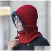 Chapeau d'hiver écharpe ensemble cache-oreilles tricoté avec masque capuche bonnets hommes casquettes bonnet skl chaud chapeaux de cyclisme en plein air livraison directe Dhbne