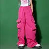 Trousers Cargo Pants for Teenage Kids Summer Streetwear Hip Hop Sweatpants for Girls Baggy Wide Leg Straight Trousers 6 8 10 12 14 Y 230918