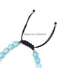 Catena Turchese Occhio Bracciale con ciondoli Buddha Braccialetti con perline in pietra regolabili Polsino per gioielli di moda da donna Consegna di goccia Dh8Pq