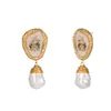 Stud Earrings Originality Design Geometry Colour Shell Natural Pearl Woman Earring