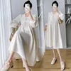 Maternity Dresses Spring Autumn Fashion Maternity Long Dress Chic Line Slim Clothes for Pregnant Women Formal Pregnancy