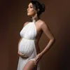 Maternity Dresses White Maternity Long Dresses Photography Posing Props Sexy Elegant Gold Color Leather African Shoot Studio Dress