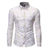 Heren Mode Glanzende Gouden Bloemen Shirts 2020 Merk Slim Fit Lange Mouw Overhemd Mannen Nachtclub Prom Tuxedo Shirt Man camisas260R