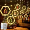 LED Strings Party Christmas LED Santa Curtain String Light Snowman Star Larland Window Decoration Night Light for Xmas Gift Wedding Party Lights HKD230919