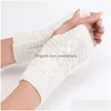 Mittens Fashion Short Braid Gloves Cloghet Arm Fingerless Winter Women Accessories Drop Delivery Hats Scarves Dhdu7