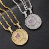 Hip-hop sun moon lovers necklace micro-set zircon love hip hop pendant personalized men's and women's collarbone chain