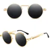 Mode Steampunk Sonnenbrille UV400 Hochwertige Farbige Linsen Gläser Männer Frauen Retro Runde Metall Rahmen Sonnenbrille Brillen