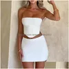 Robes de travail Style européen américain Femmes Mode d'été Casual Word Bandeau Topsuit Courte Couleur Solide Er Hip Jupe Drop Livraison Dhz9K