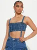 Tanques femininos haoyuan sling denim cami colheita topo sexy roupas de verão sem costas zip bonito jeans regatas festival outfits mulheres estilo y2k