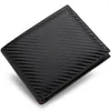 Wallets Carbon Fiber Men Retro Zipper Horizontal Wallet PU Leather Plaid Open Coin Purse Multifunctional Card Holder