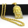 18-каратное позолоченное ожерелье с подвеской в стиле хип-хоп, голова Иисуса Христа, цепочка для мужчин и женщин, модные праздничные аксессуары247F