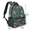 Backpack Casual Simple Women For Teenage Travel Shoulder Bag Watercolor Painting Of Pineapple And Flowers