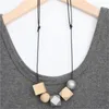 Anhänger Halsketten Mode Boho Einfache Casual Halskette Für Frauen Vintage Wilde Holz Farbe Geometrische Rohwachs Seil Kette Schmuck Mädchen geschenk