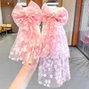 Accessori per capelli UXSL Girls Bellissimi chiffon Bow Stampa Flower Flowberry Hairpins Kids Sweet Headband Clip