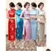 Basic Casual Jurken Nieuwigheid Rode Chinese Dames Traditionele Galajurk Jurk Lange Stijl Bruid Cheongsam Qipao Dames Kostuum Drop Delive Dhetk