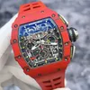 Automatisk mekanisk Richarmill Watches Sport-armbandsur Luxury Watch BarrelShaped RM1103 FQ Red Devil Mens Watch Red Fiber Material Date Month Display WN-4N18