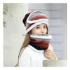 21 Designs Chapéu de malha de inverno 3 peças terno Hataddscarfaddrespirator com máscara capuz Beanie Scarf Caps Outdoor Chapéus Quentes Gota Entrega Dhmi3